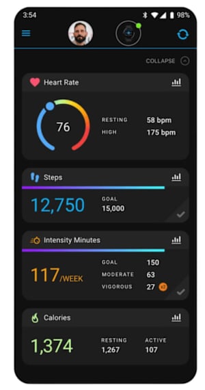 Garmin Connect app for smart scale